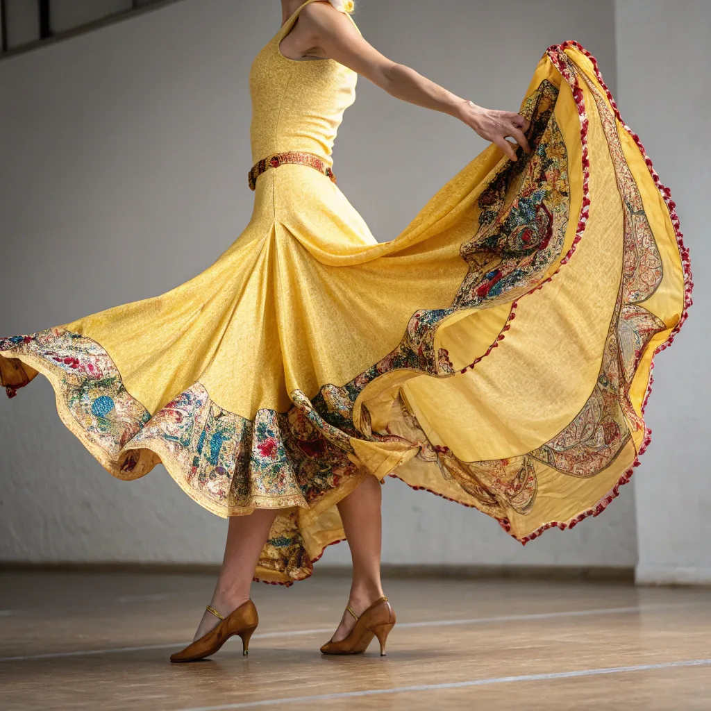 Flowing Latin dance skirt